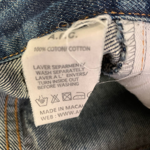A.P.C. Size 28 Navy Wash Denim Button Fly Jeans