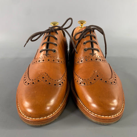 MARC JACOBS Size 8 Brown Window Pane Leather Wingtip Lace Up Shoes