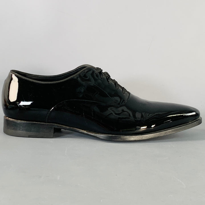 SUITSUPPLY Size 8.5 Black Patent Leather Tuxedo Oxford Lace-Up Shoes