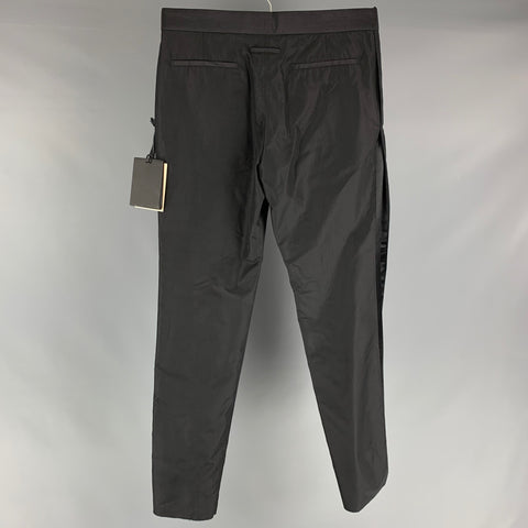 JEAN PAUL GAULTIER Size 34 Black Solid Silk Zip Up Dress Pants