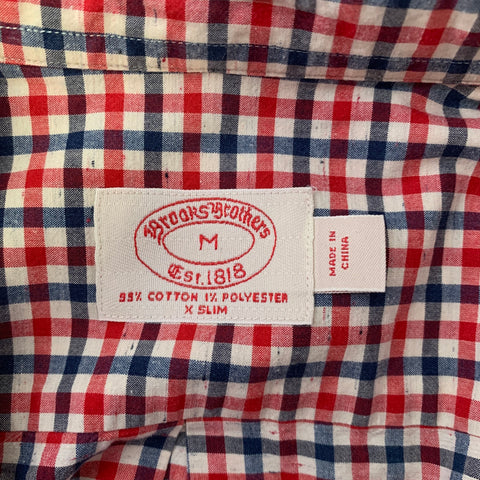 RICHARD FISCHER Size M Red White Blue Checkered Cotton Blend Long Sleeve Shirt