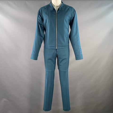 MARNI Size 40 Blue Grey Stripe Wool Zip Up Tracksuit