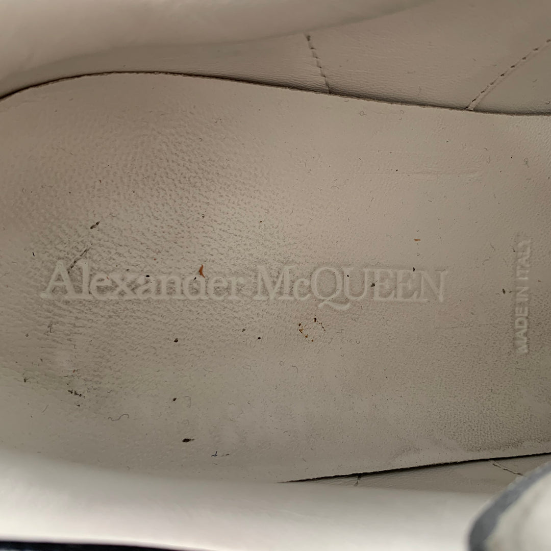 ALEXANDER MCQUEEN Size 10 White Black Leather Sneakers