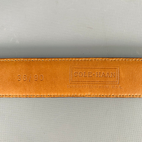 COLE HAAN Size 36 Brown Saffiano Leather Belt