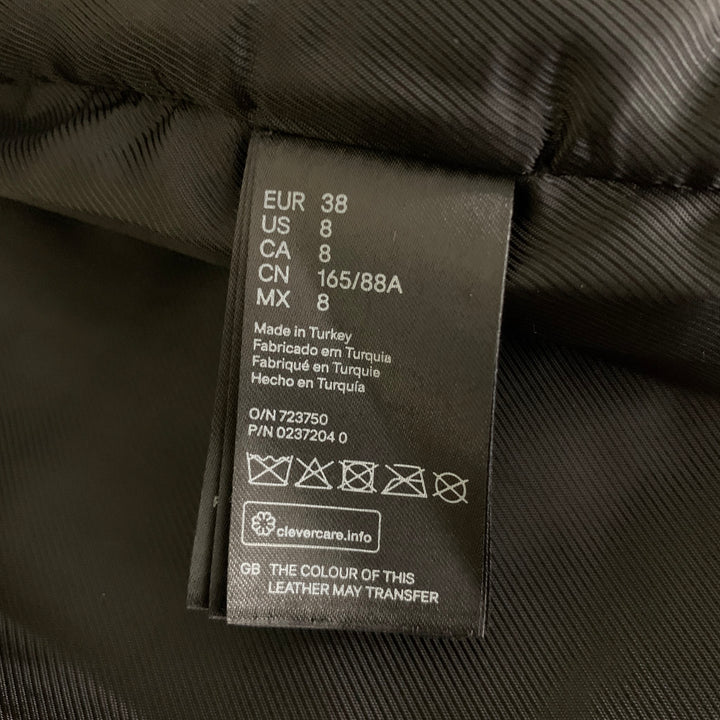 ALEXANDER WANG Size 8 Black Leather Quilted Puffer Moto Racer Jacket