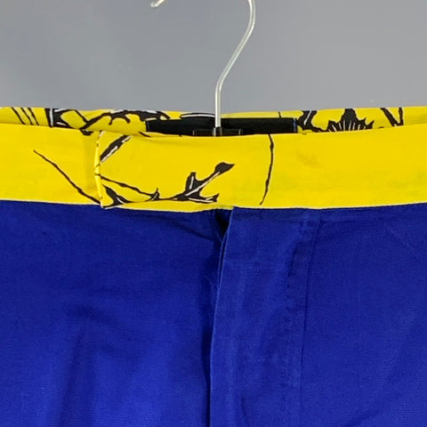 HAIDER ACKERMANN Size 32 Blue Yellow Black Wool Blend Button Fly Casual Pants