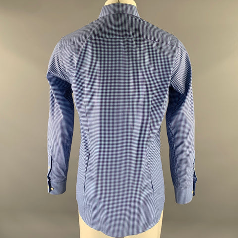 ETON Size S Blue Purple Gingham Cotton Long Sleeve Shirt