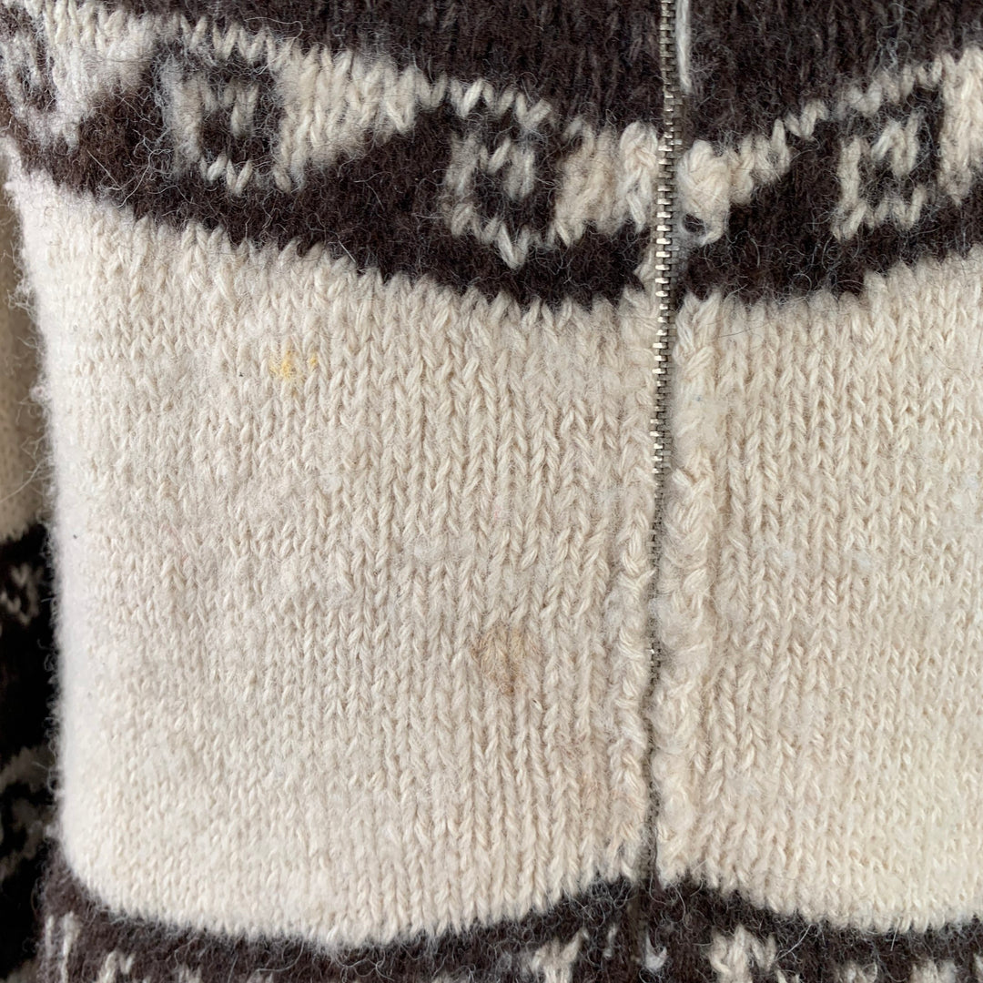 JUNYA WATANABE Size L Cream Brown Knit Wool Hooded Zip Up Cardigan