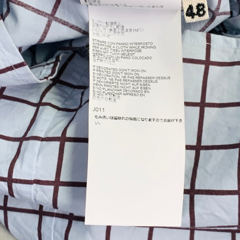 MARNI Size S Blue Brown Window Pane Cotton Button Up Short Sleeve Shirt