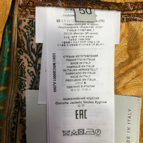 ETRO Size 40 Gold Grey Woven Cotton Notch Lapel Sport Coat
