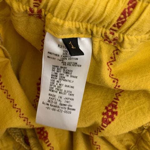 KAPITAL Size S Yellow Red Cotton  Linen K2103LP029 YELL Stripe Casual Pants