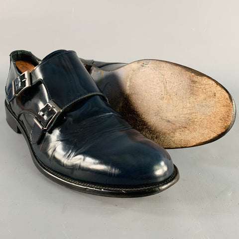 SPADA Size 12 Navy Leather Double Monk Strap Loafers