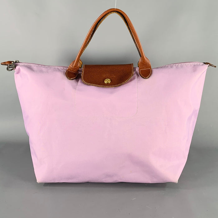 Sac fourre-tout LONGCHAMP en nylon et cuir, coloris mélangés violet-marron