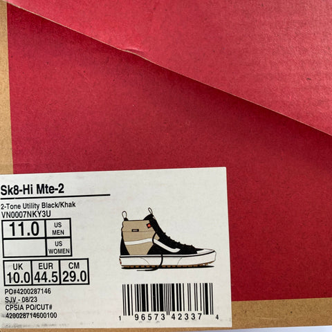 VANS Size 11 Sk8-Hi MTE-2 Grey Black Color Block Suede High Top Sneakers