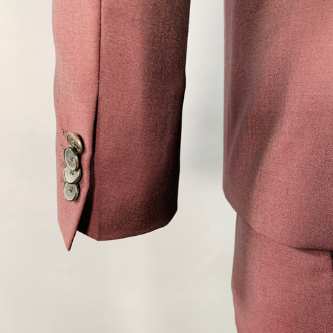 HUGO BOSS Size 40 Burgundy Virgin Wool Mohair Single Breasted Notch Lapel Suit