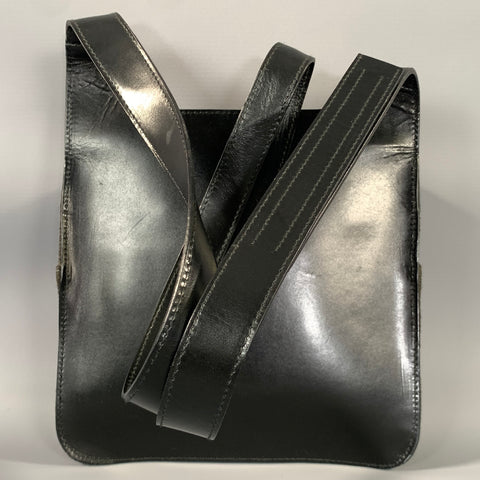 PRADA Grey & Black Wool Leather Shoulder Bag