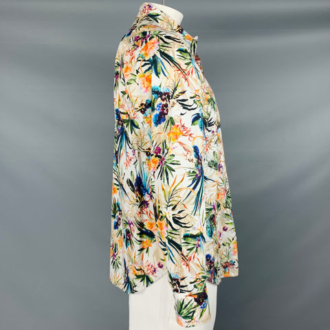 ROBERT GRAHAM Size L White Multi-Color Print Cotton Button Up Long Sleeve Shirt