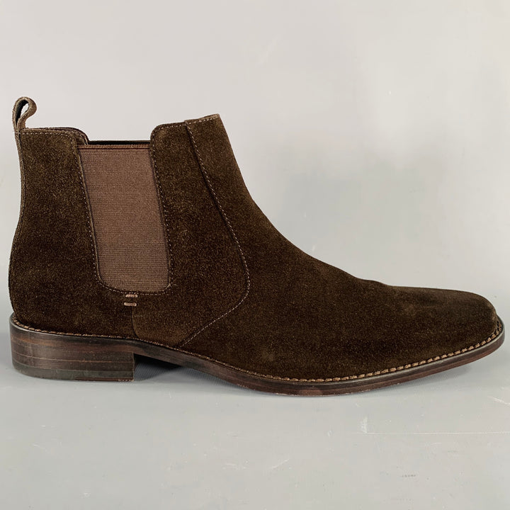 CALVIN KLEIN Size 9.5 -Miller- Brown Suede Pull On Chelsea Boots