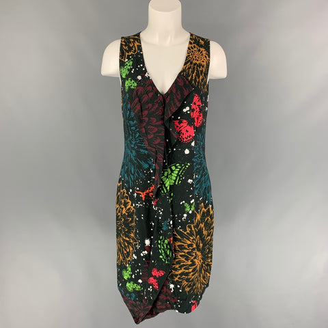 JOHN RICHMOND Size 6 Multi-Color Print Viscose Shift Dress