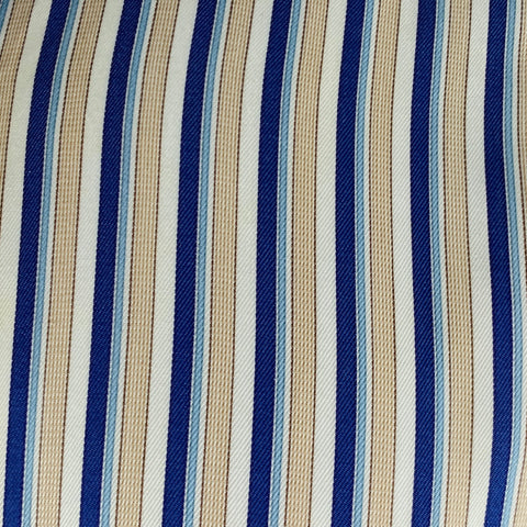 ERMENEGILDO ZEGNA Size M Blue Taupe Stripe Cotton Long Sleeve Shirt