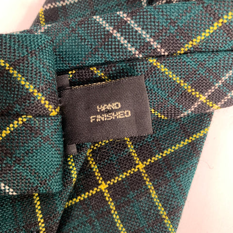 RRL by RALPH LAUREN Green Green navy yellow cream Plaid Wool Tie