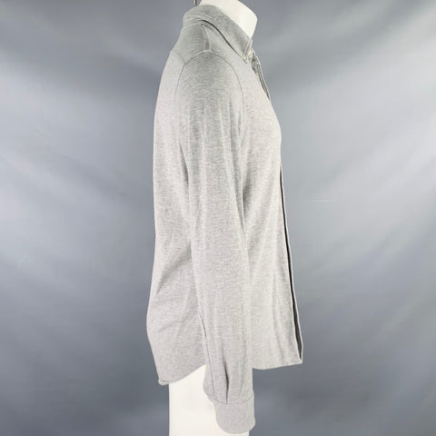 RALPH LAUREN Size M Grey Knit Cotton Button Down Long Sleeve Shirt