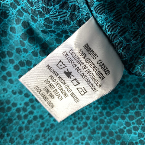 ROBERT GRAHAM Size XXL Teal Geometric Cotton Button Up Long Sleeve Shirt