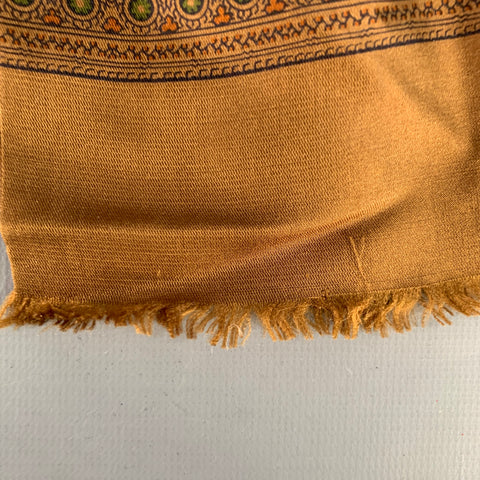 Écharpe vintage en soie à franges, motif cachemire marron multicolore