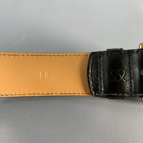 MORJAS Size 34 Black Gold Calfskin Leather Belt