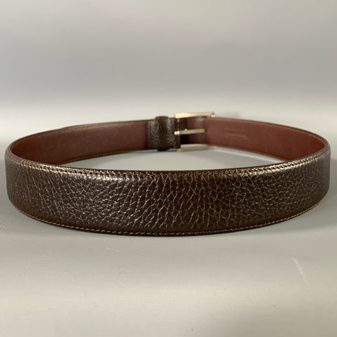 BURBERRYS Size 32 Brown Pebble Grain Leather Belt