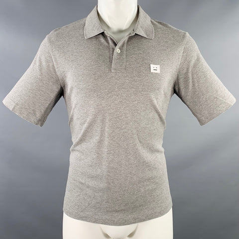 ACNE STUDIOS Pre-SS17 Size S Falco Face Grey Cotton Half Placket Polo