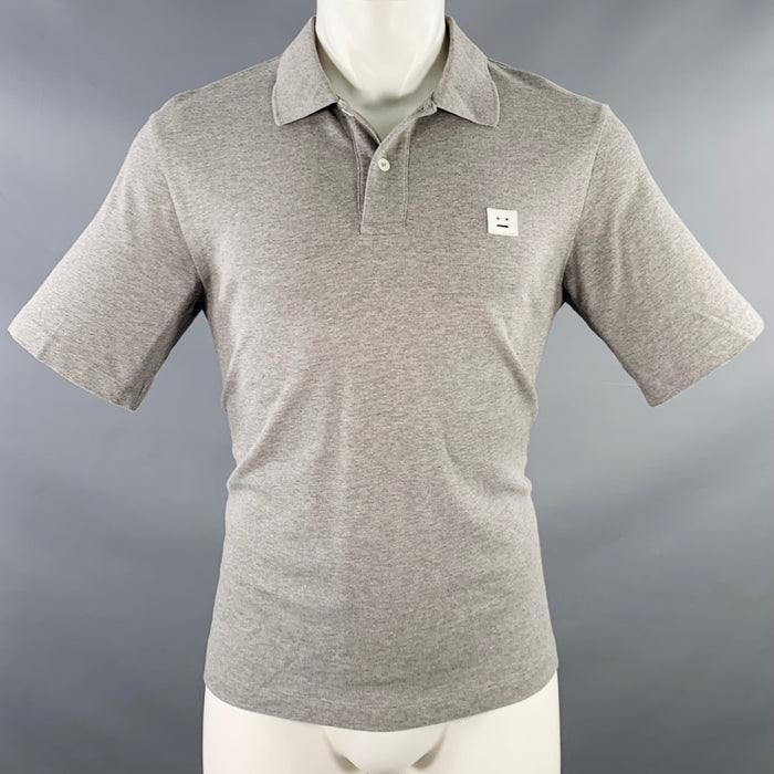 ACNE STUDIOS Pre-SS17 Size S Falco Face Grey Cotton Half Placket Polo