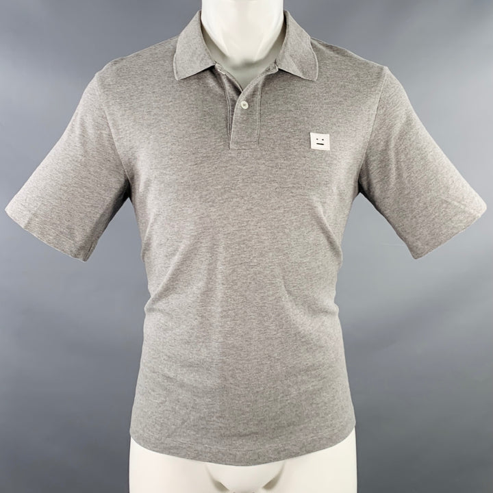 ACNE STUDIOS Pre-SS17 Size S Falco Face Grey Cotton Half Placket Polo