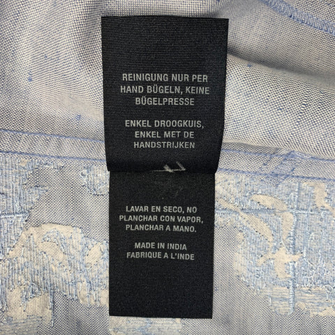 ROBERT GRAHAM Size L Light Blue Embroidery Cotton Button Up Short Sleeve Shirt