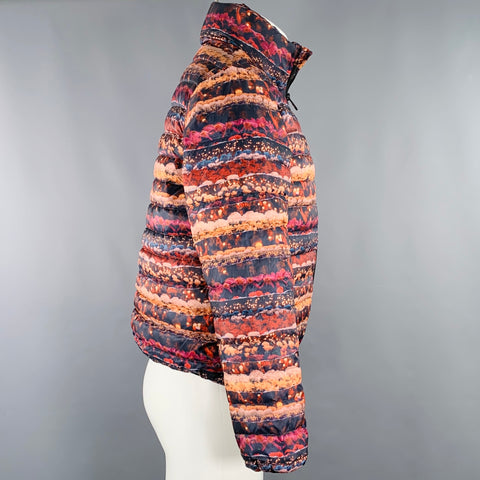 FUCKING AWESOME Size S Red Orange Floral Polyester Quilted Jacket