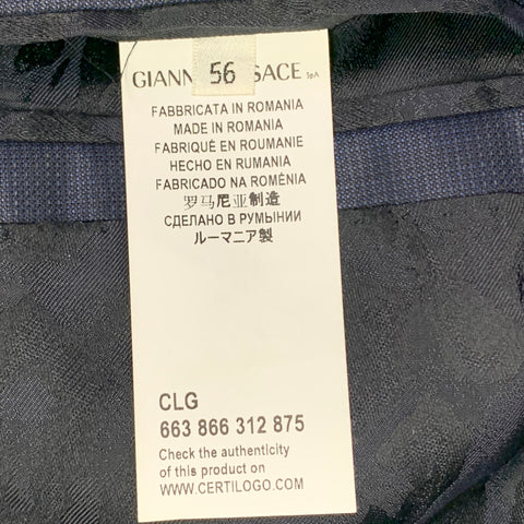 VERSACE COLLECTION Size 46 Navy Wool Shiny Notch Lapel Suit