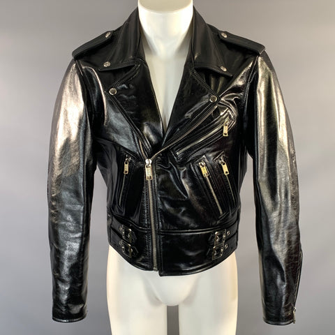 ENFANTS RICHES DEPRIMES ERD M Black Graphic Leather Biker Jacket