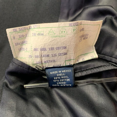 RALPH LAUREN Size XL Black Wool Cotton Peak Lapel Sport Coat