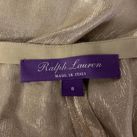 RALPH LAUREN Size 8 Gold Silk Blend Shimmer Palazzo Pants