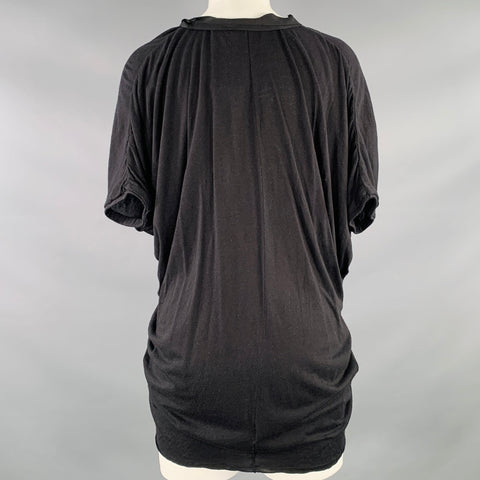 LANVIN Size S Black Cotton Blend Zip Up Blouse