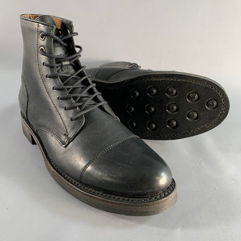 FRYE Size 8.5 Black Leather Lace Up Boots