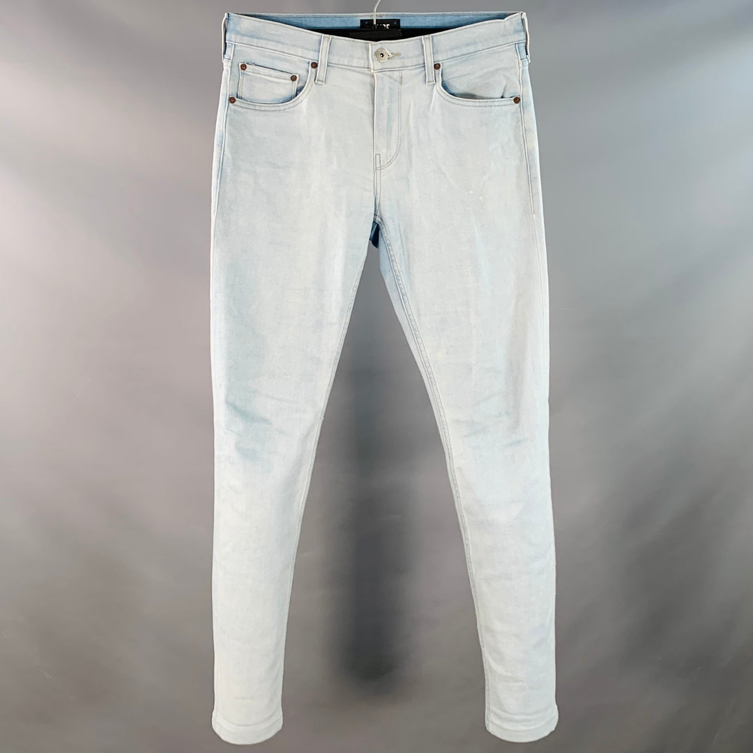 PAIGE Size 29 Federal Blue Cotton Blend Slim Straight Zip Fly Jeans