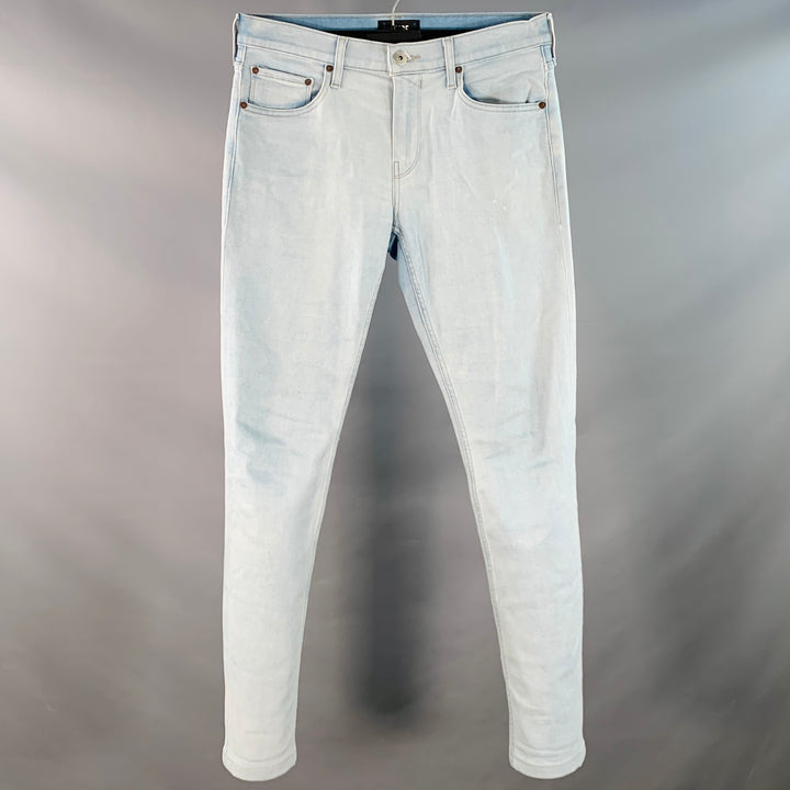 PAIGE Size 29 Federal Blue Cotton Blend Slim Straight Zip Fly Jeans