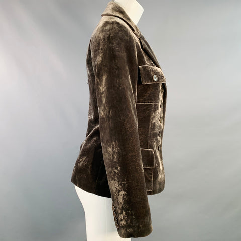 MICHAEL KORS Size 8 Grey Velvet Notch Lapel Jacket Blazer