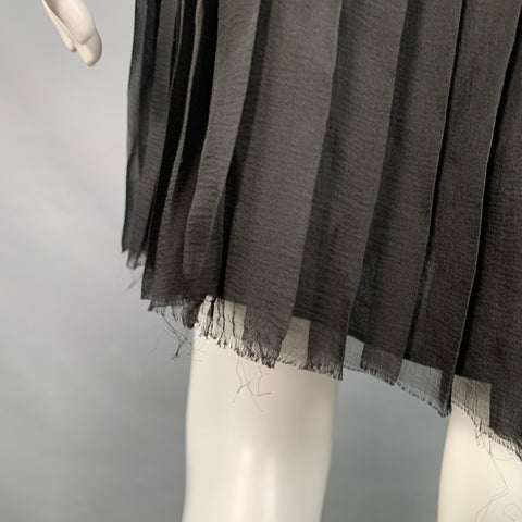 CHANEL Vintage 2008 Cruise Size S Black Silk Pleated Sleeveless Knee Length Cocktail Dress