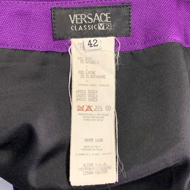 V2 by VERSACE Size 6 Purple Wool Blend Pencil Knee Length Skirt