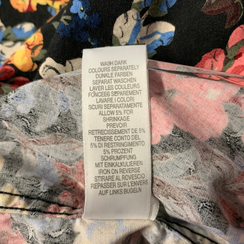 PAUL SMITH Size M Black Pink Floral Cotton Long Sleeve Shirt