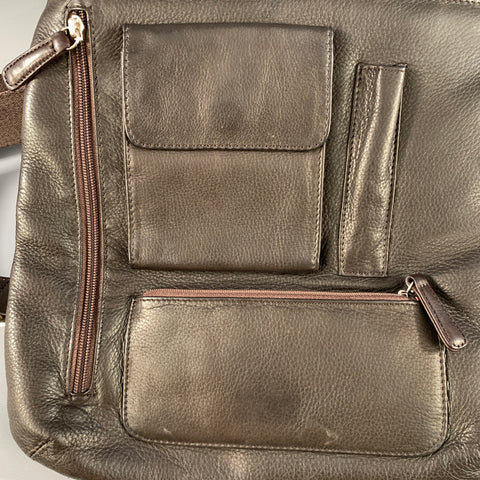 FREE PEOPLE Brown Crackled Leather Shoulder Bag