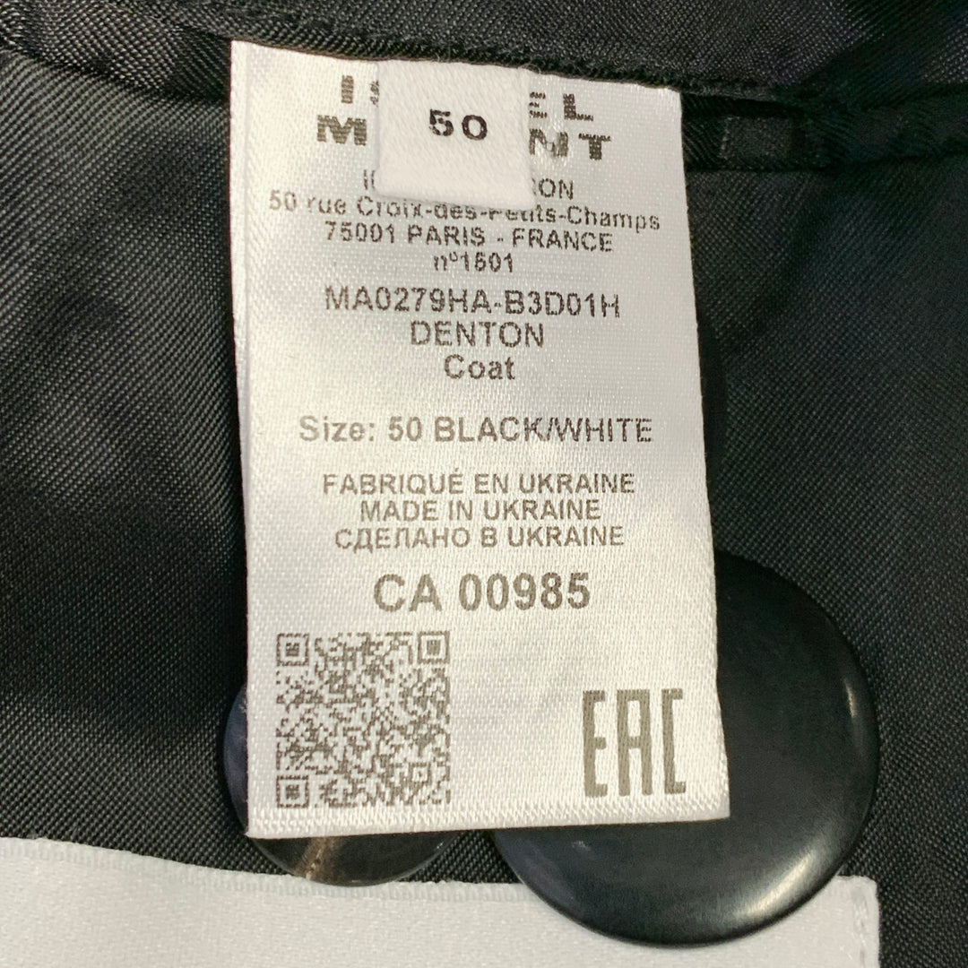 ISABEL MARANT Size 40 Denton Black White Herringbone Tweed Wool Blend Coat