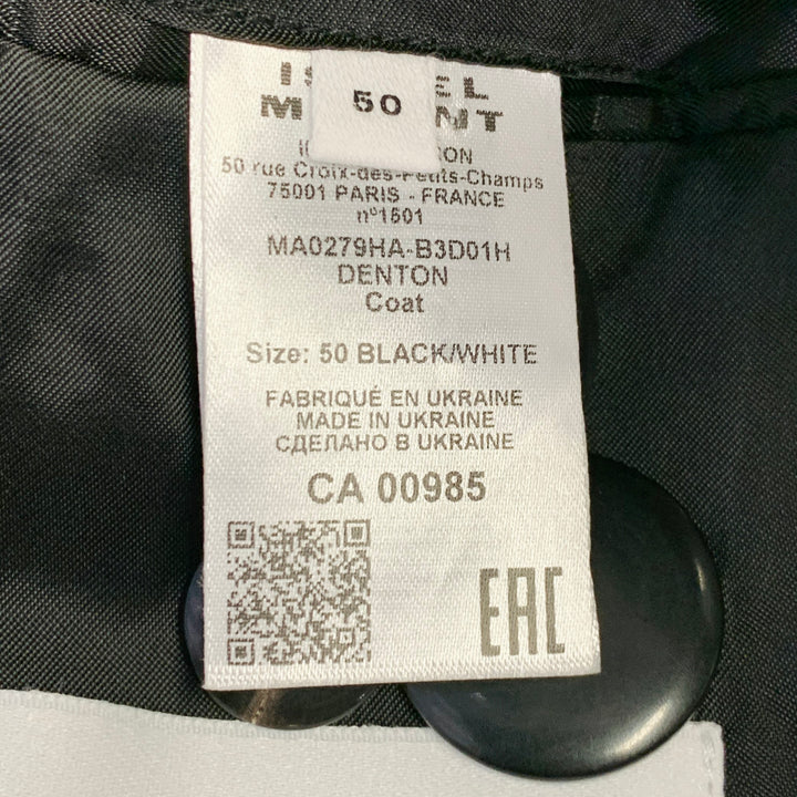 ISABEL MARANT Size 40 Denton Black White Herringbone Tweed Wool Blend Coat
